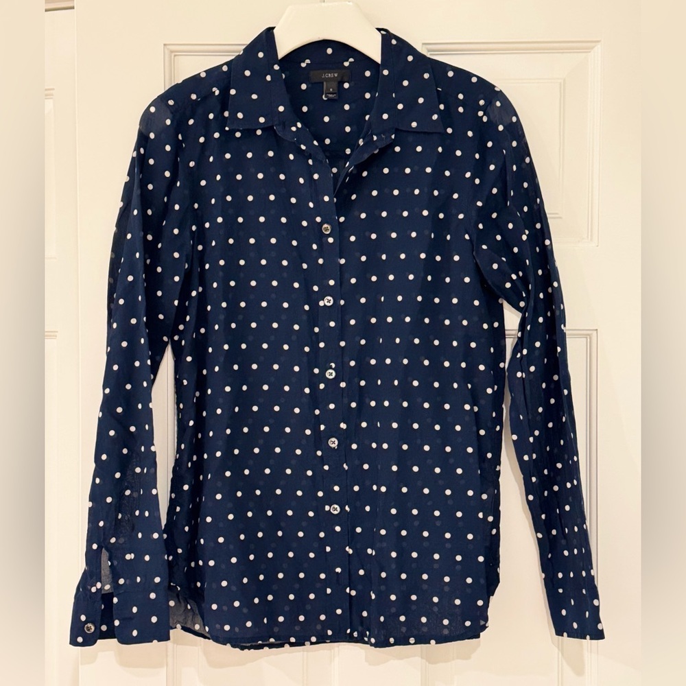 J Crew button down shirt polka dot shirt
